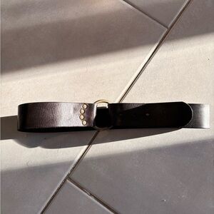 GAP Dark Brown Leather Belt with Gold Accents